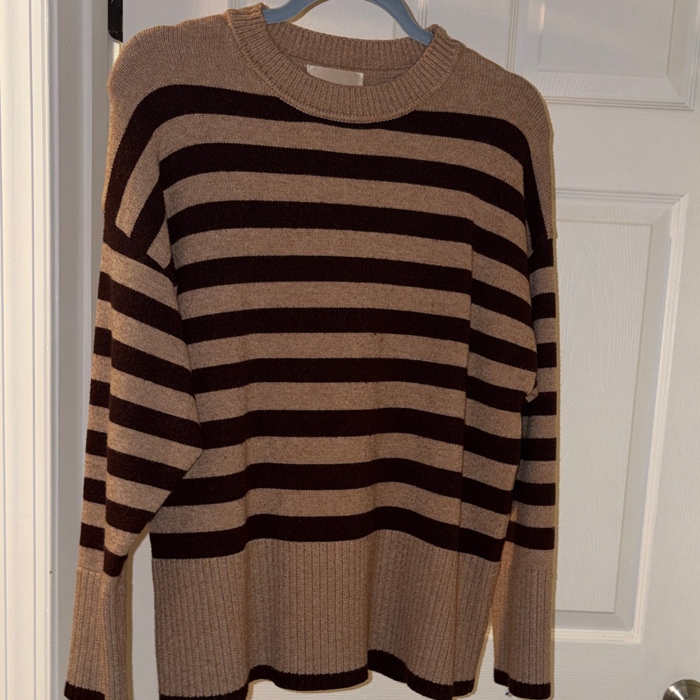 Classic Striped Women's Sweater in Brown and Tan